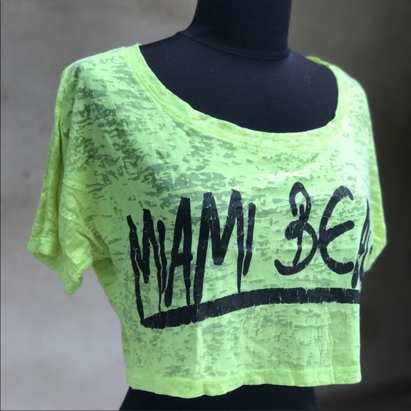 Neon Miami Beach Crop top tee - Picture 2 of 4
